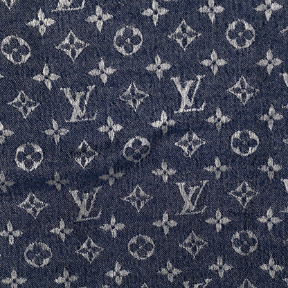 Louis Vuitton Silk Wool Monogram Denim Shawl Blue 5 of 6