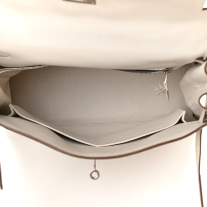 Hermes Swift Ghillies Kelly Retourne 32 White Gris Perle 4 of 17