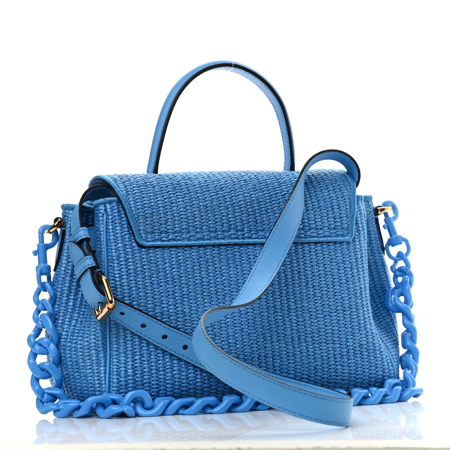 Raffia La Medusa Chain Tote Blue