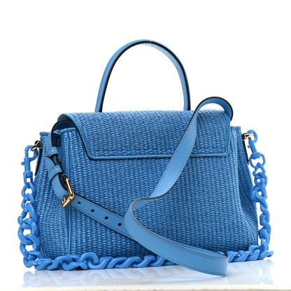 Versace Raffia La Medusa Chain Tote Blue 3 of 10