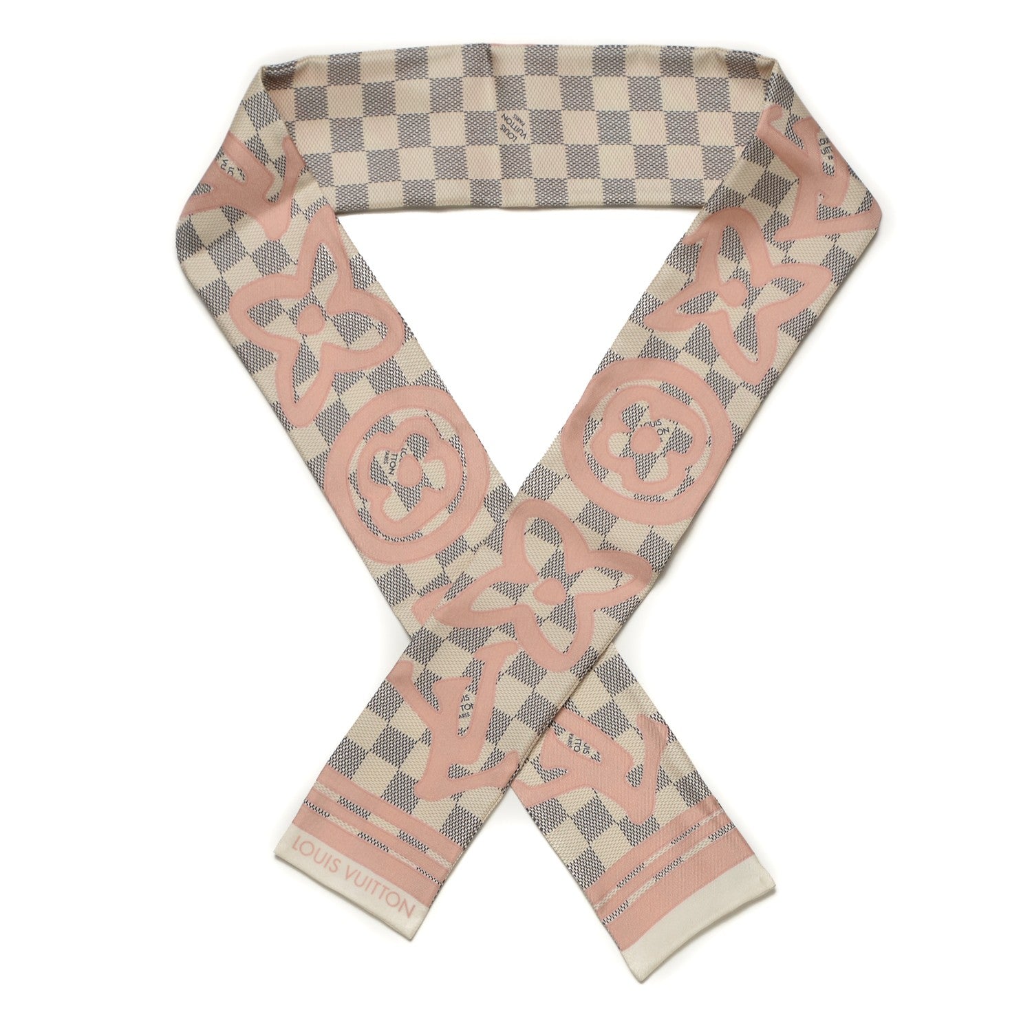 Louis Vuitton Silk Damier Azur Tahitienne Bandeau Rose Ballerine 1 of 5