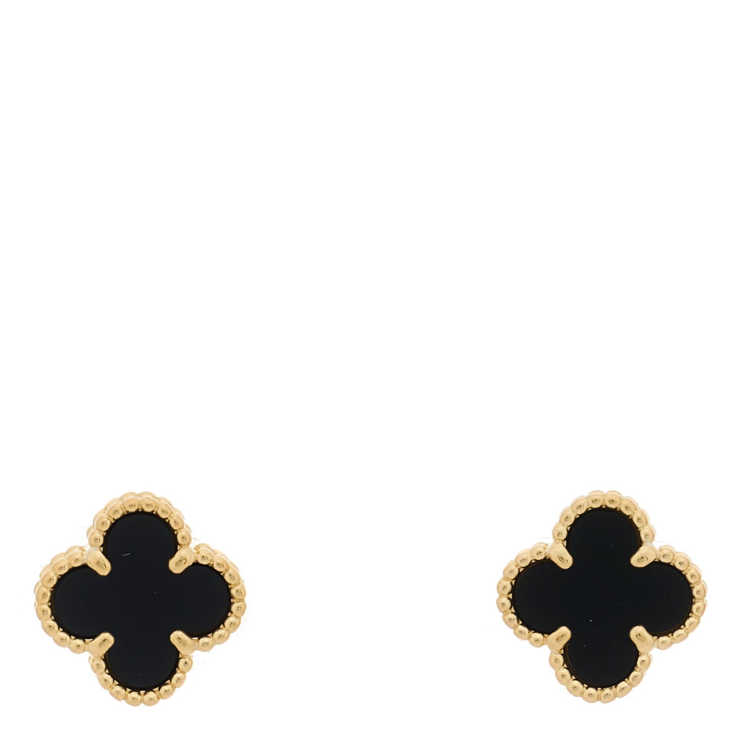 Van Cleef & Arpels 18K Yellow Gold Black Onyx Sweet Alhambra Earrings 1 of 4