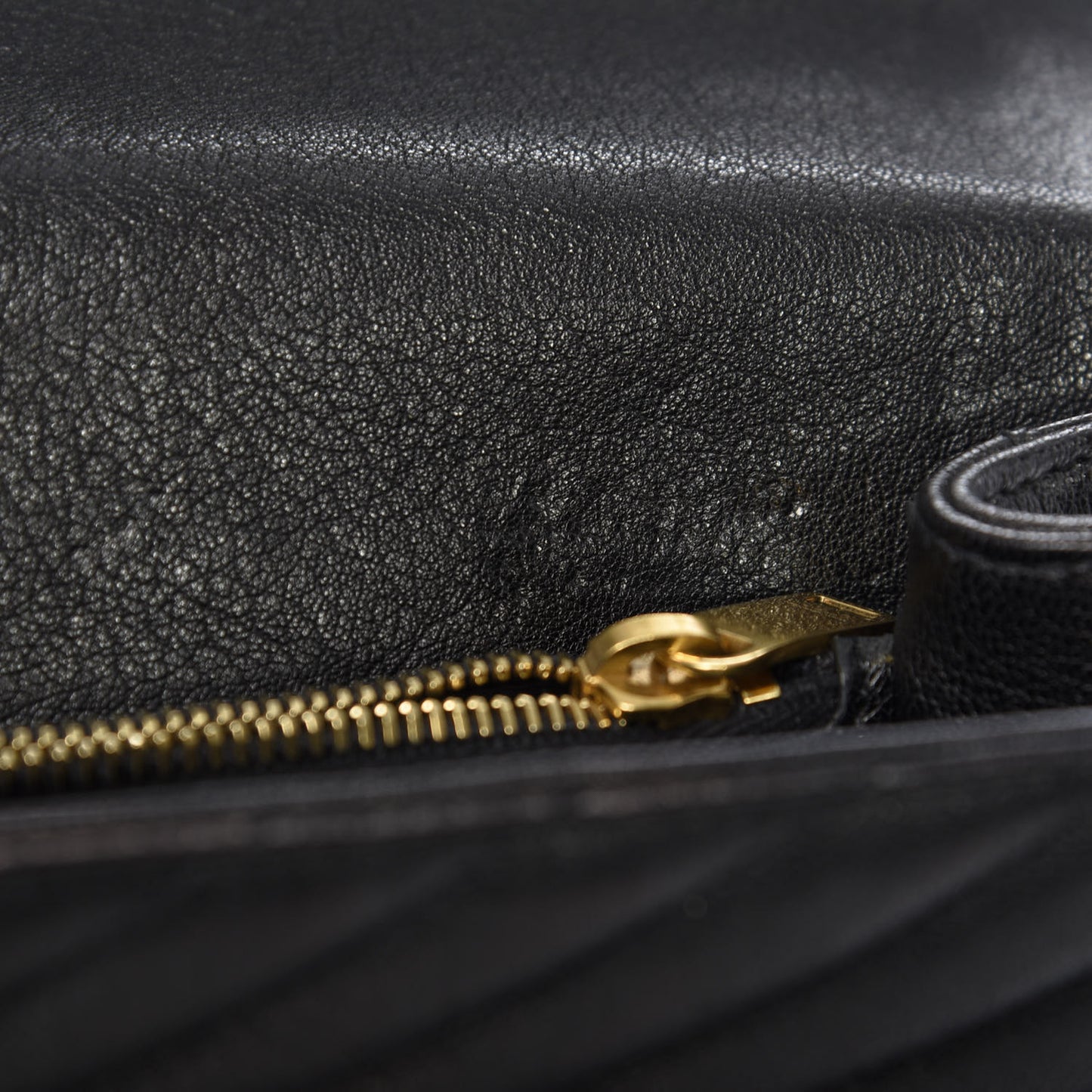 Sheepskin Matelasse Chevron Monogram Large College Satchel Black