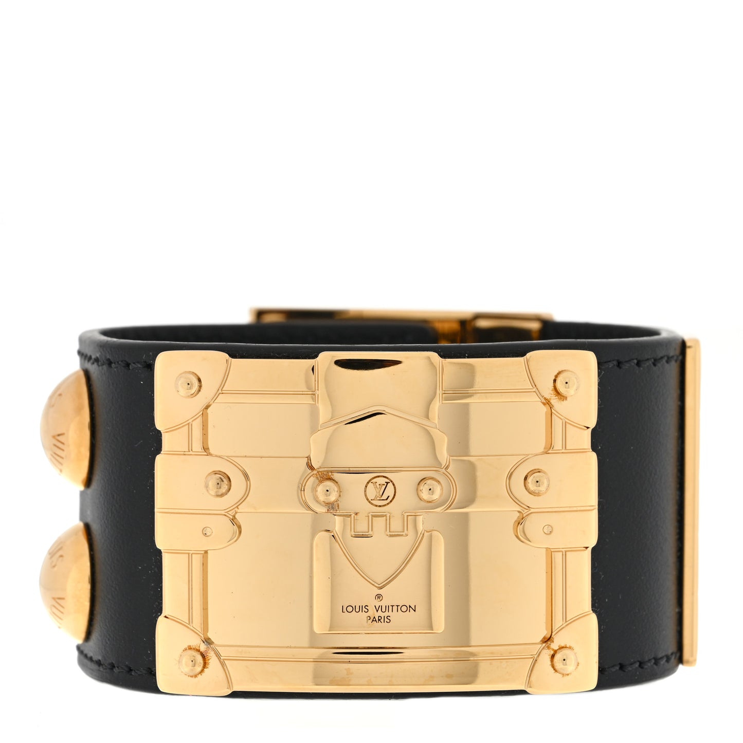 Calfskin So LV Cuff Bracelet 17 Black