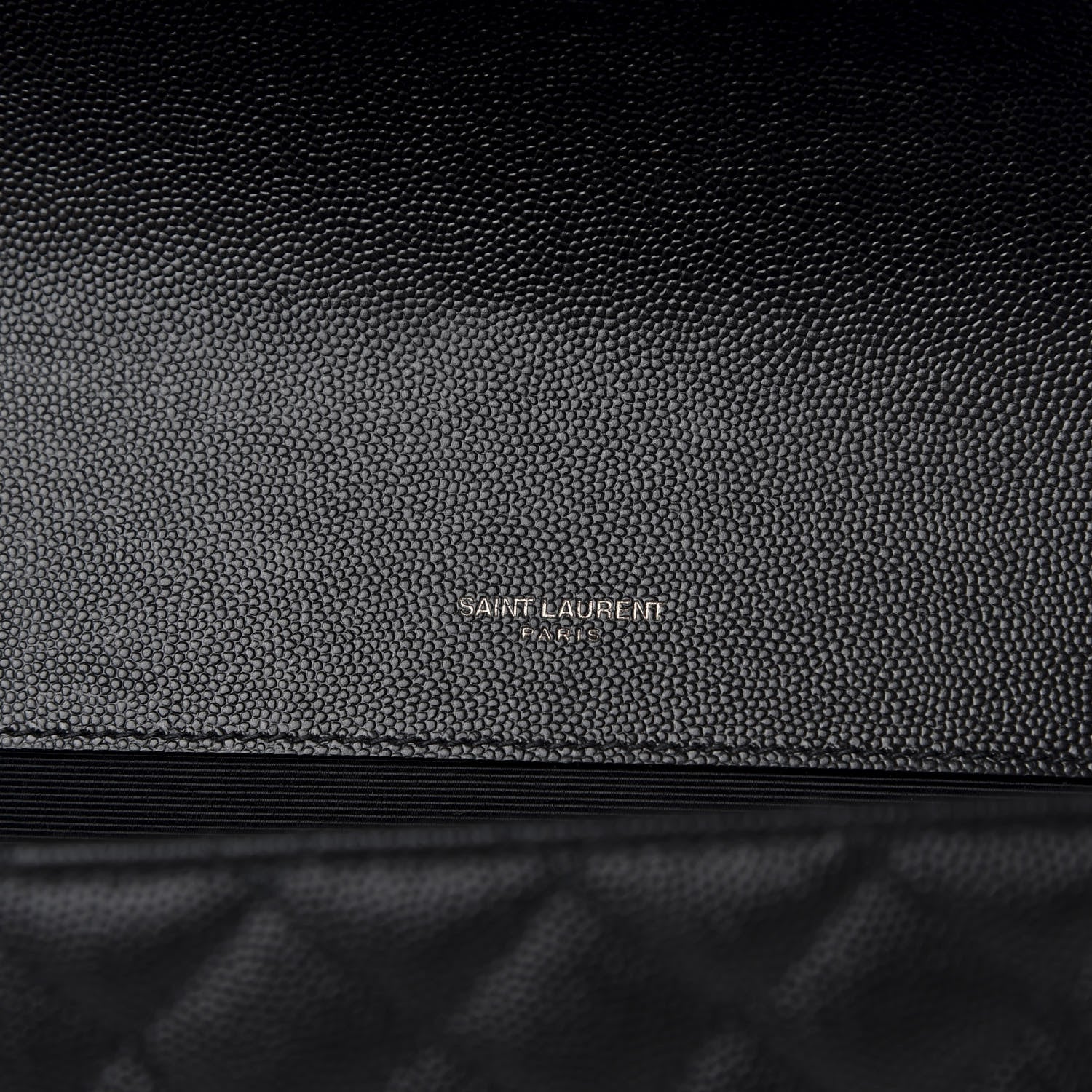 Saint Laurent Grain De Poudre Textured Mixed Matelasse Large Triquilt Monogram Monochrome Satchel Black 8 of 10