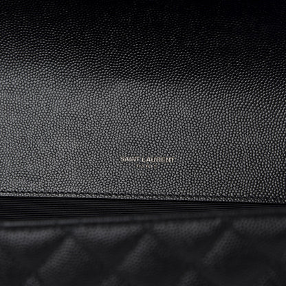 Saint Laurent Grain De Poudre Textured Mixed Matelasse Large Triquilt Monogram Monochrome Satchel Black 8 of 10