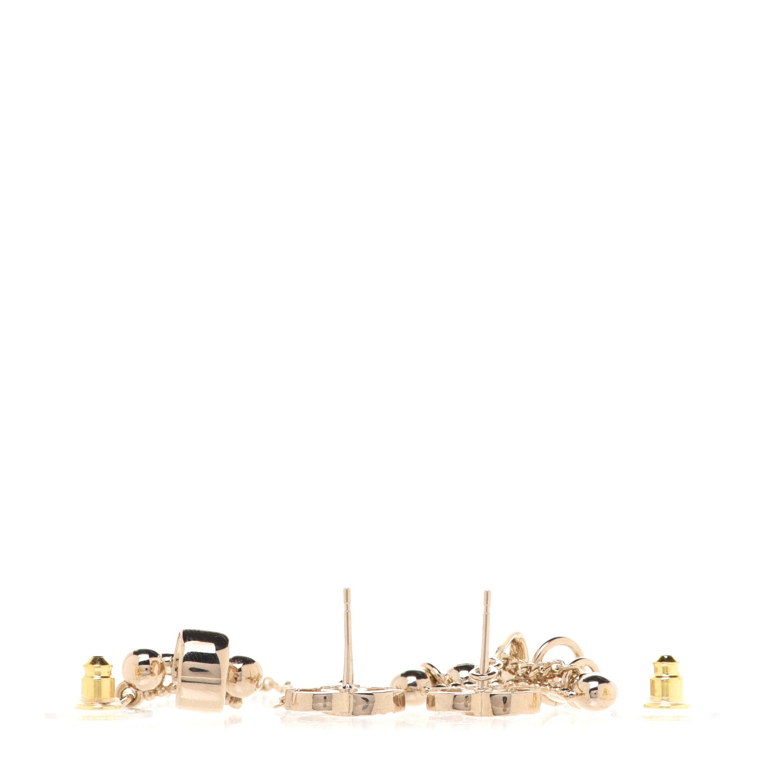 Chanel Metal Crystal CC Chain Cuff Earrings Gold 3 of 5