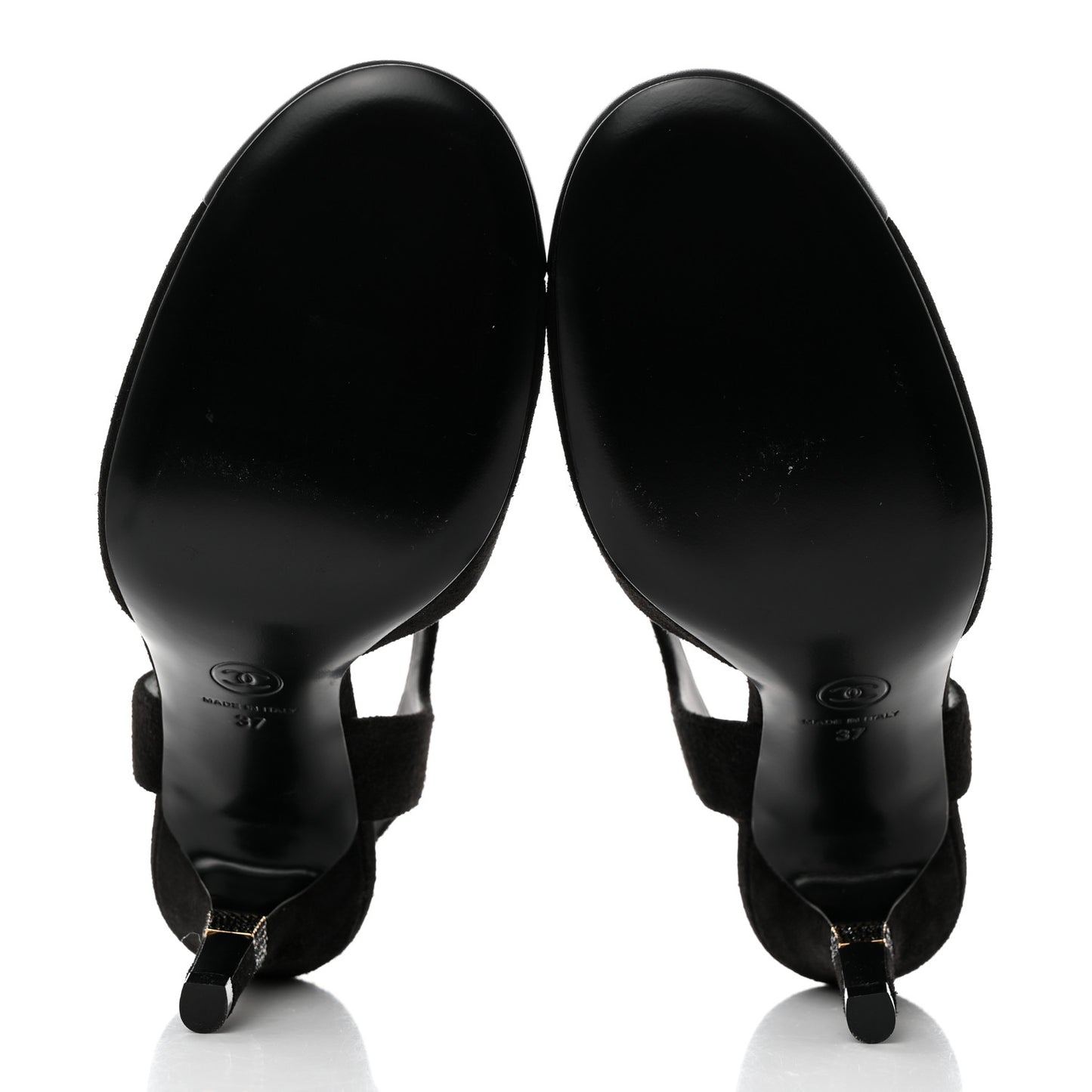 Suede Lambskin Cap Toe Crystal Slingback Pumps 37 Black