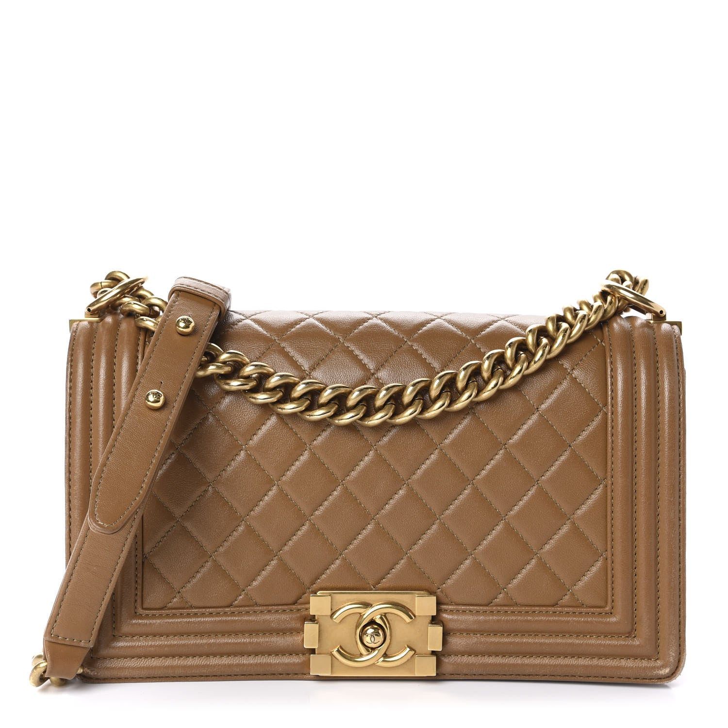 Chanel Calfskin Quilted Medium Boy Flap Camel 1 of 12