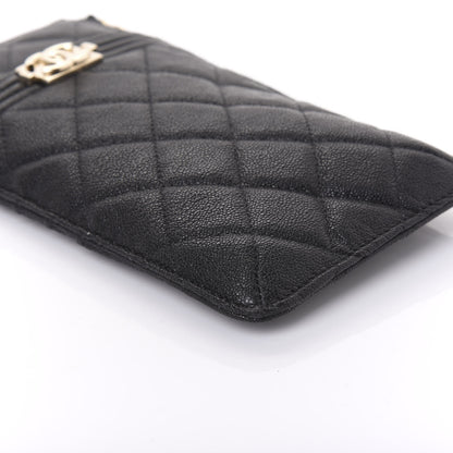 Chanel Caviar Quilted Boy Flat Wallet Pouch Black 6 of 11