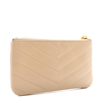 Saint Laurent Calfskin Matelasse Monogram Key Pouch Light Taupe 3 of 7