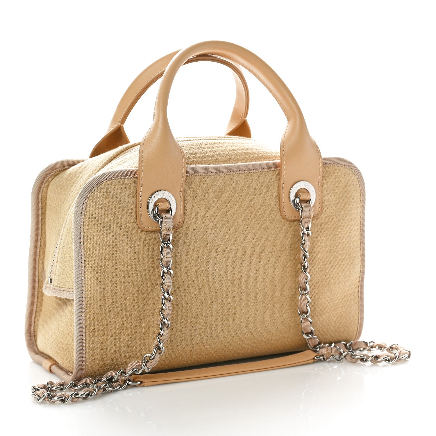 Chanel Denim Deauville Bowling Bag Beige 2 of 10