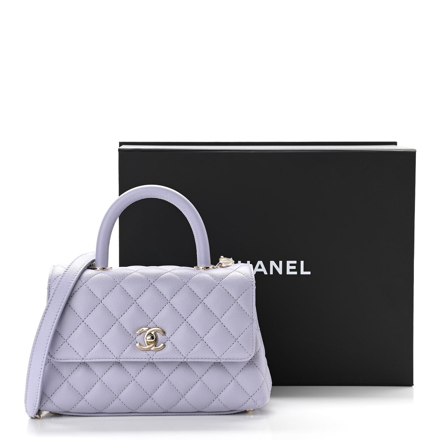 Caviar Quilted Mini Coco Handle Flap Light Purple
