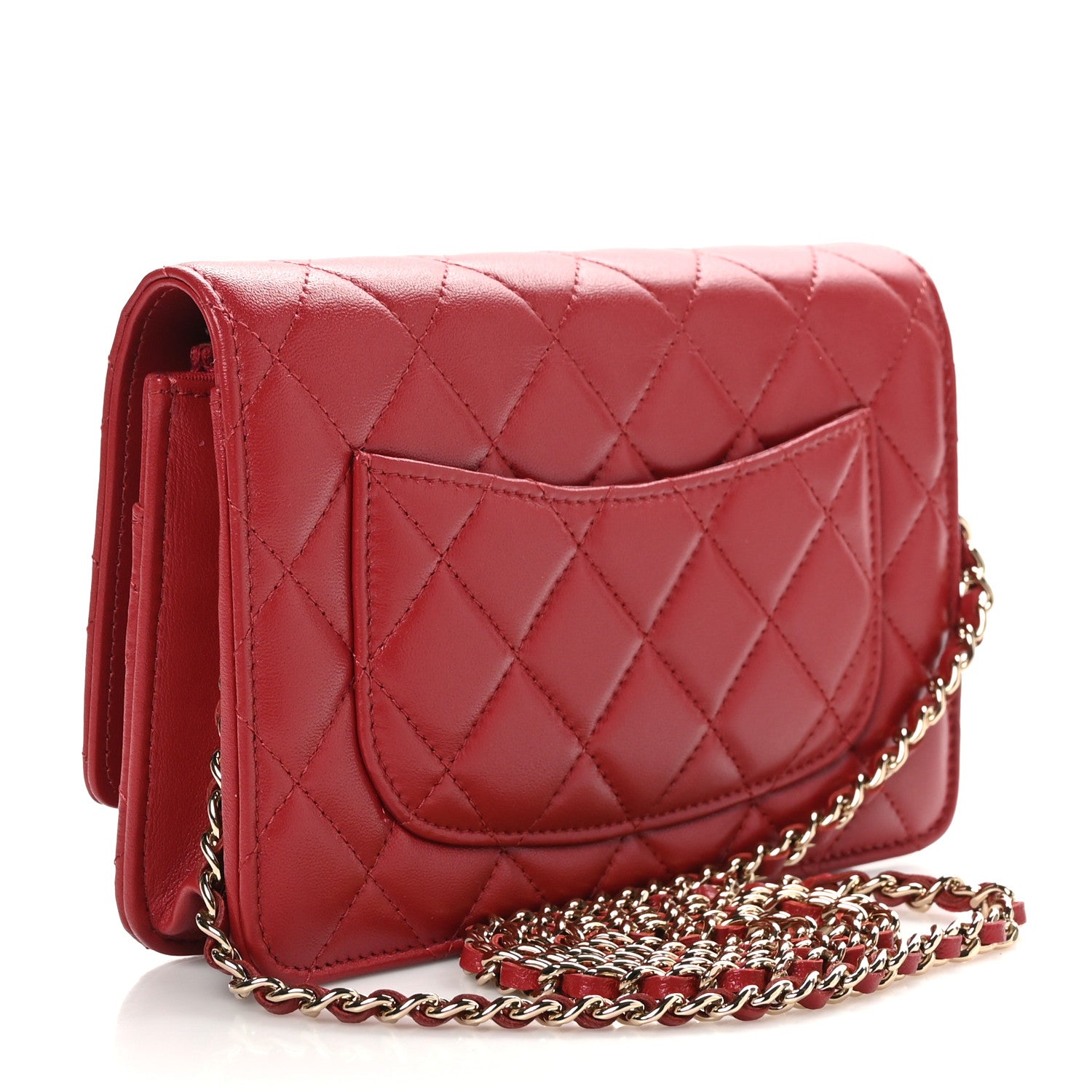 Chanel Lambskin Quilted Crystal Pearl CC Wallet On Chain WOC Burgundy 2 of 11