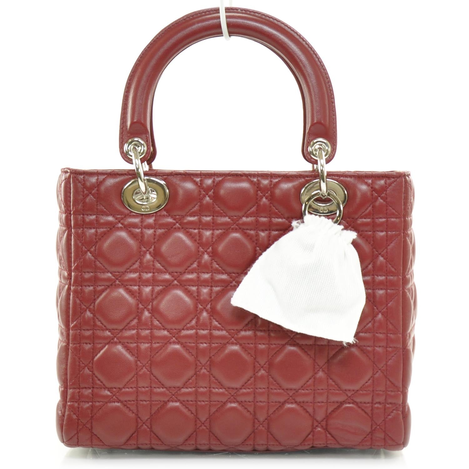 Christian Dior Lambskin Cannage Medium Lady Dior Red 1 of 8