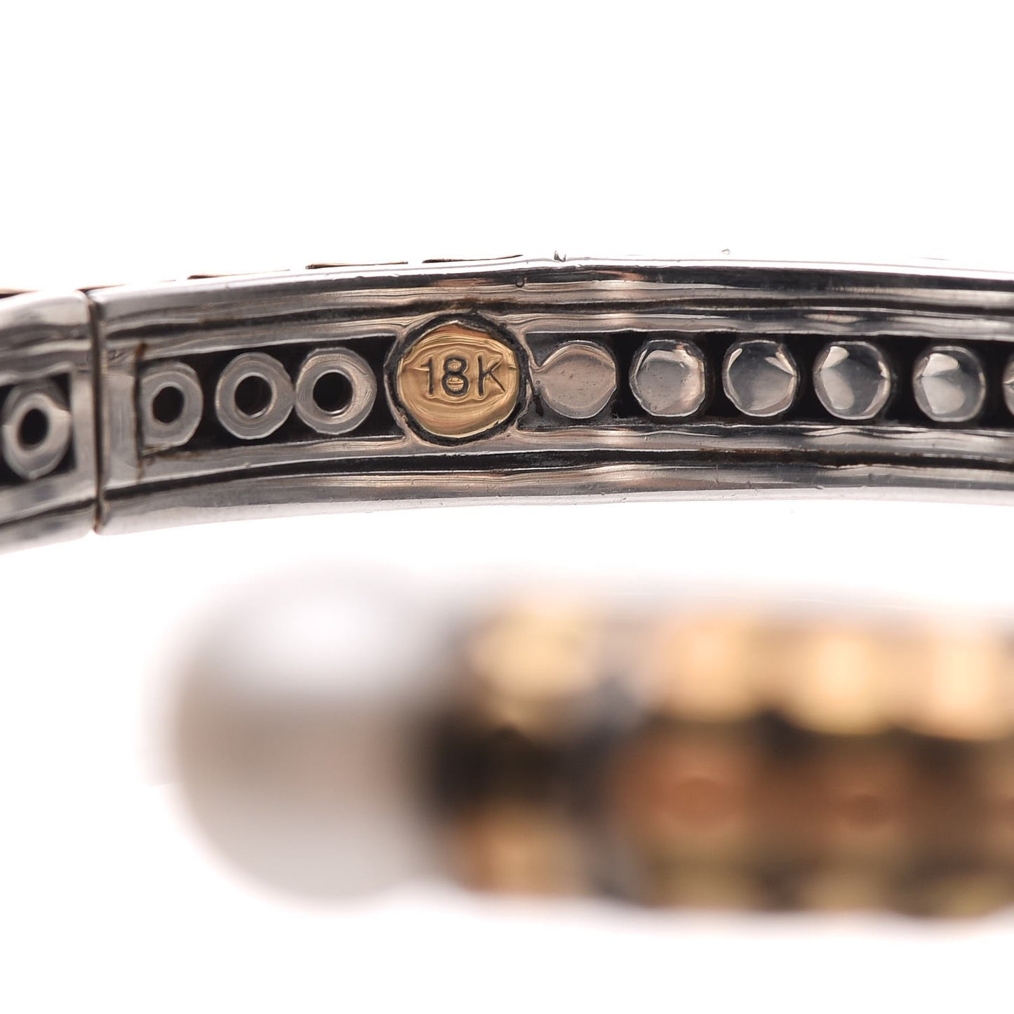 Sterling Silver 18K Yellow Gold Pearl Dot Bangle