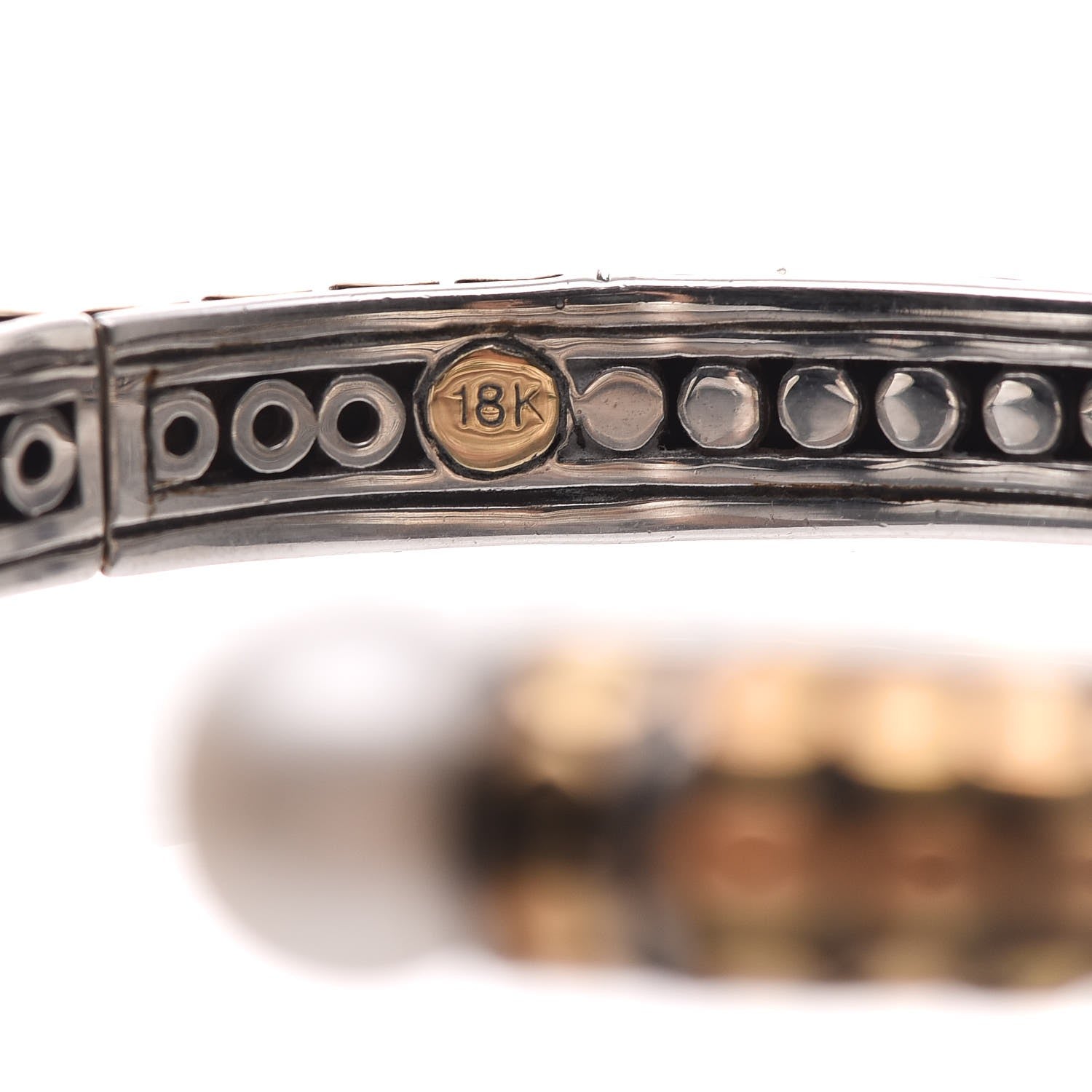 John Hardy Sterling Silver 18K Yellow Gold Pearl Dot Bangle 5 of 7