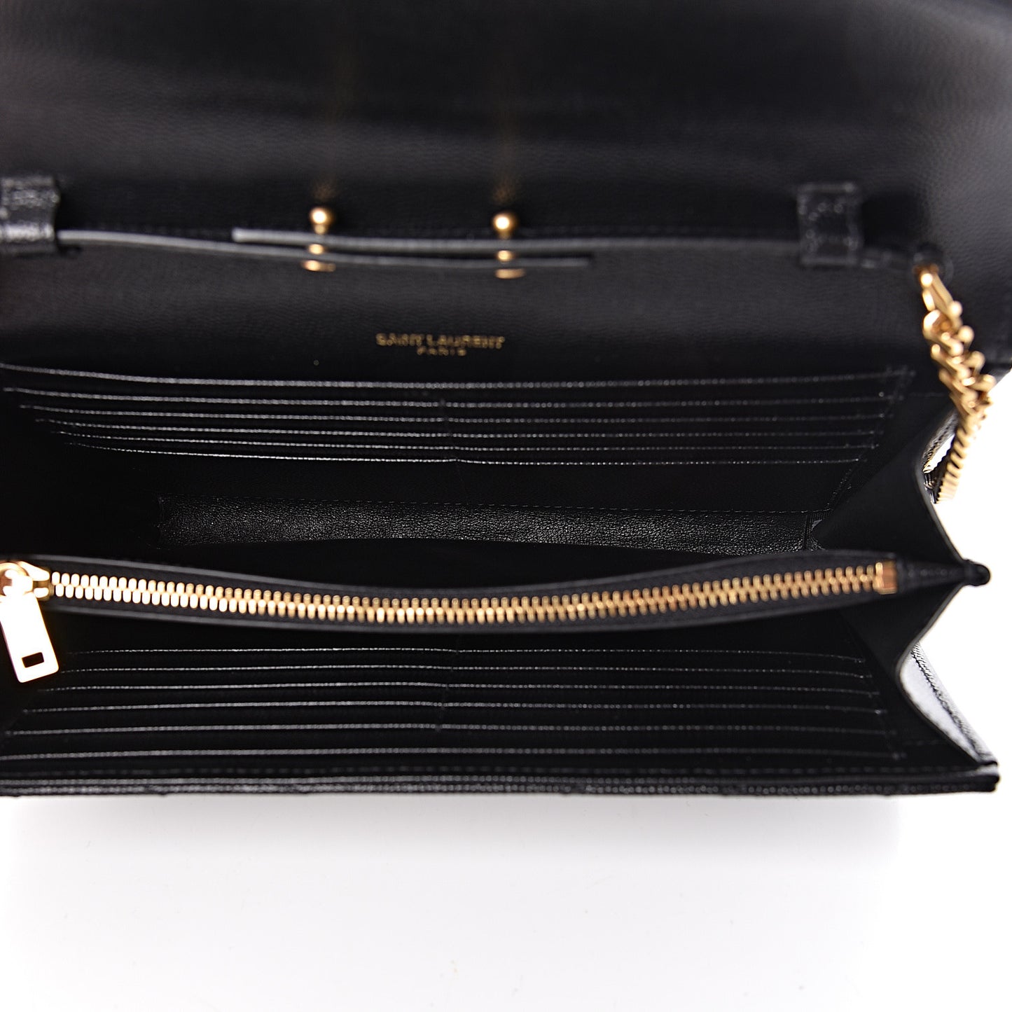 Grain De Poudre Matelasse Chevron Monogram Chain Wallet Black