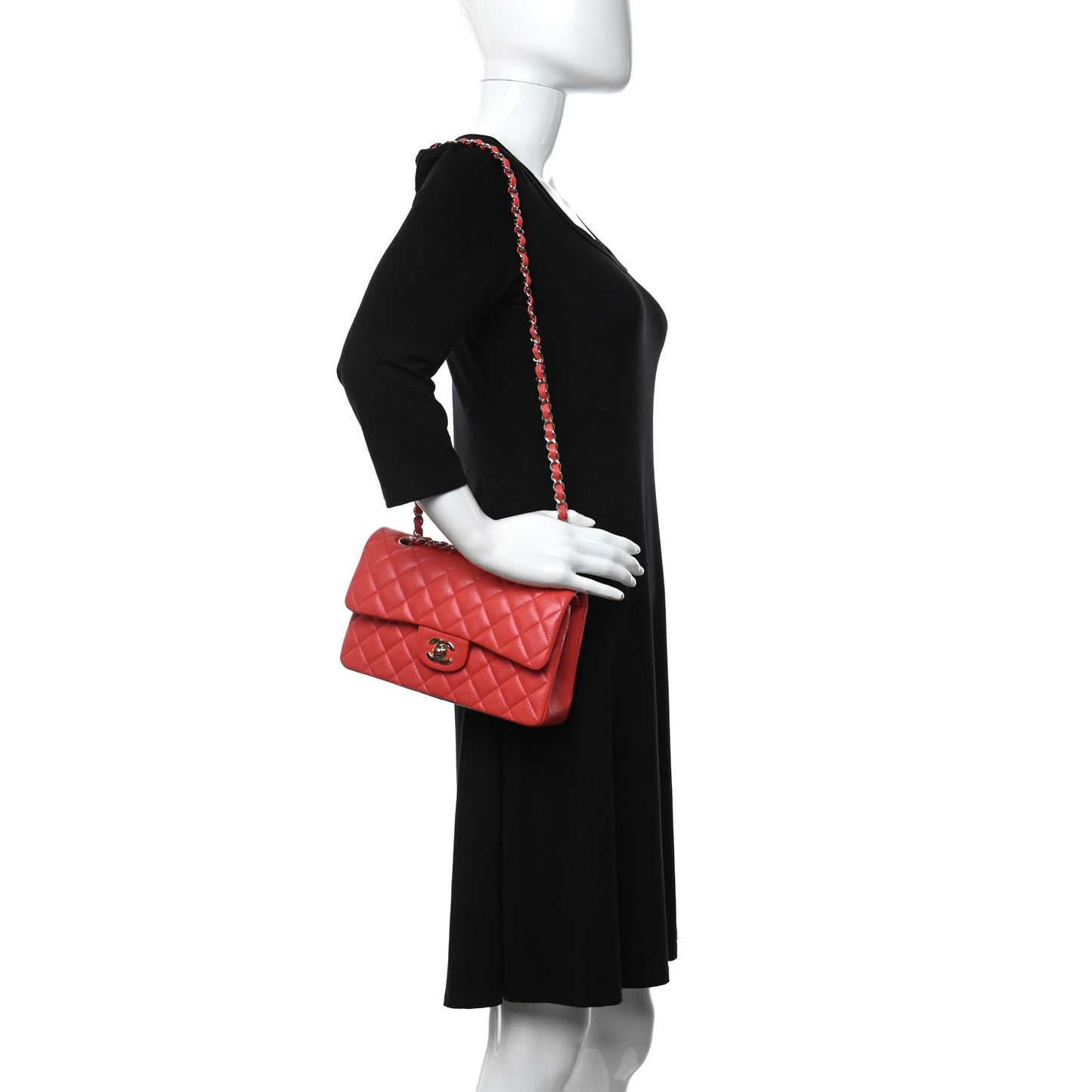 Caviar Quilted Small Double Flap Red