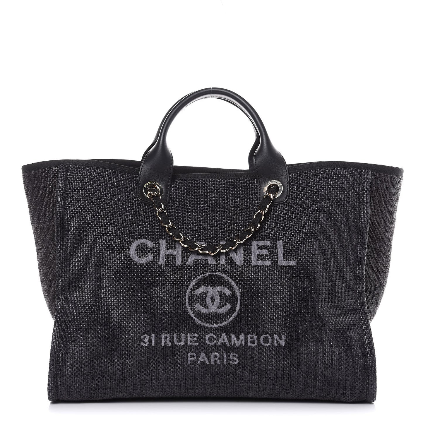 Woven Straw Raffia Large Deauville Tote Dark Blue