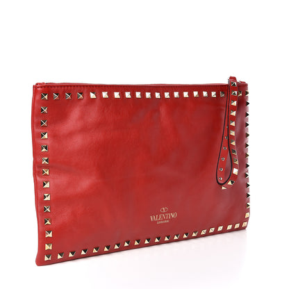 Valentino Garavani Vitello Large Rockstud Zip Wristlet Pouch Rosso Valentino 3 of 7