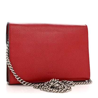 Gucci Calfskin Mini Dionysus Chain Wallet Hibiscus Red 3 of 12