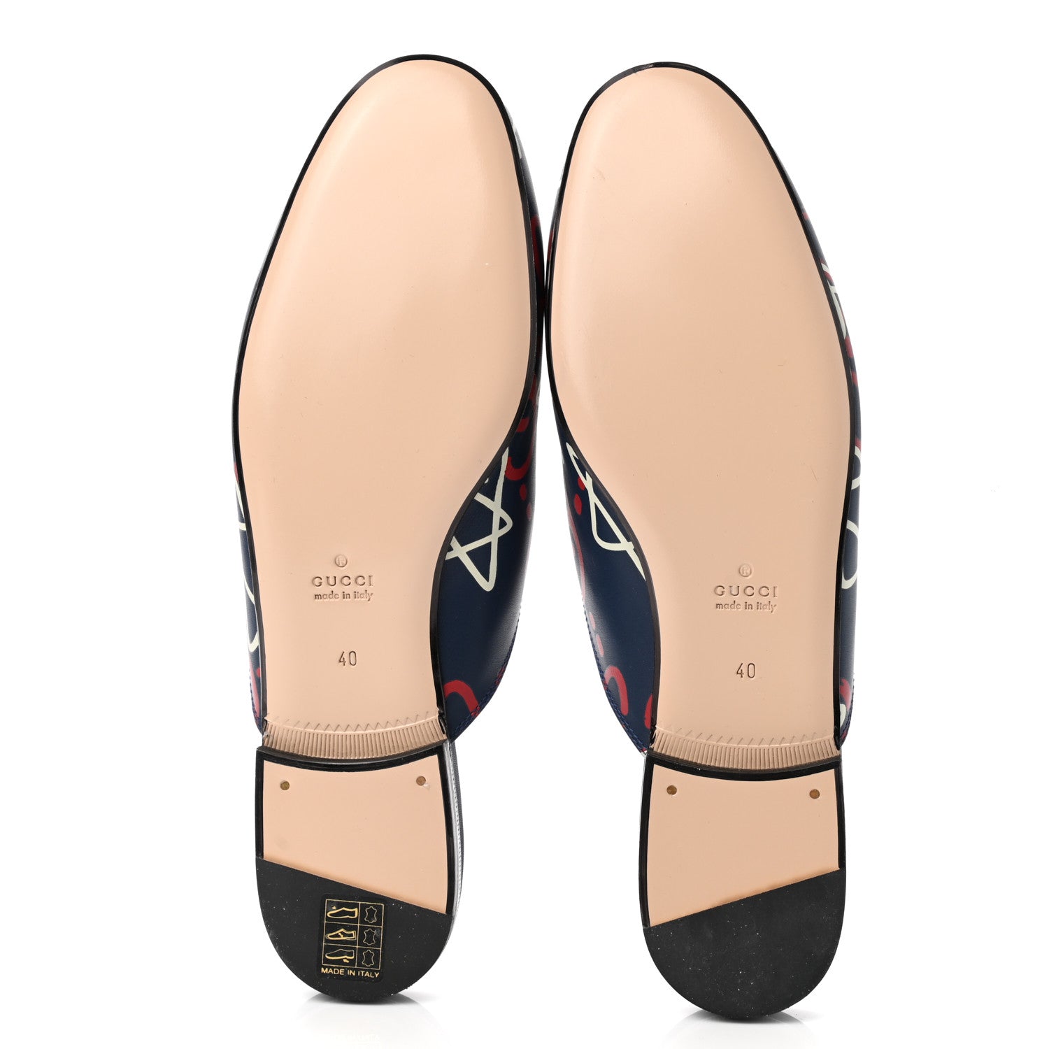 Gucci GucciGhost Print Womens Princetown Slippers 40 Blue Agata Hibiscus Red 5 of 9
