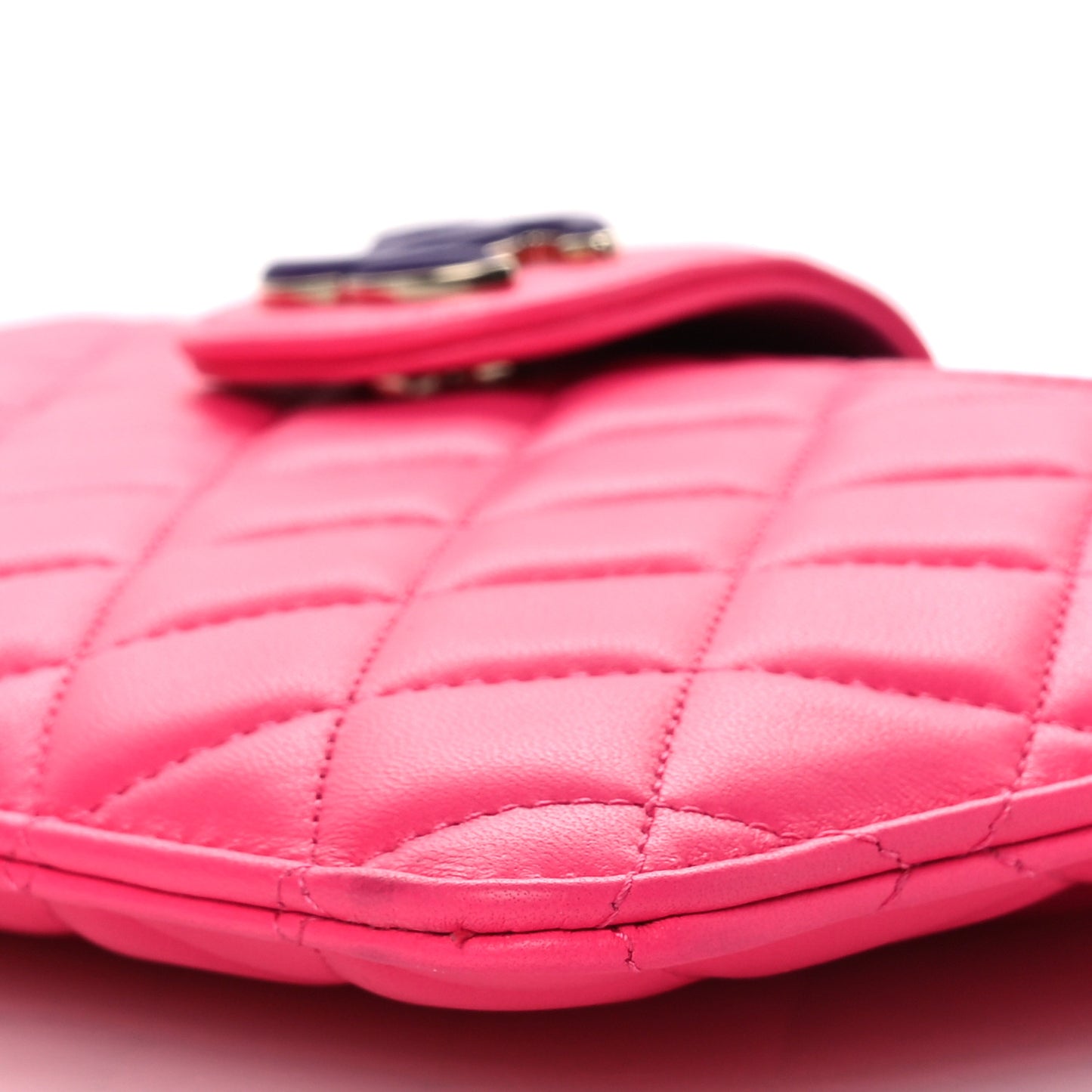 Lambskin Quilted Sunset Boulevard Pouch Case Pink Purple