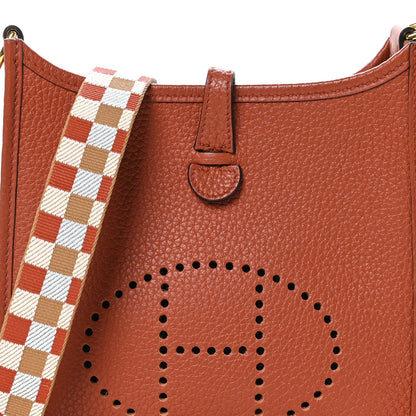 Hermes Taurillon Clemence Amazone Maxi Quadrille Evelyne TPM Cuivre Chai Nata Bleu Brume 8 of 10