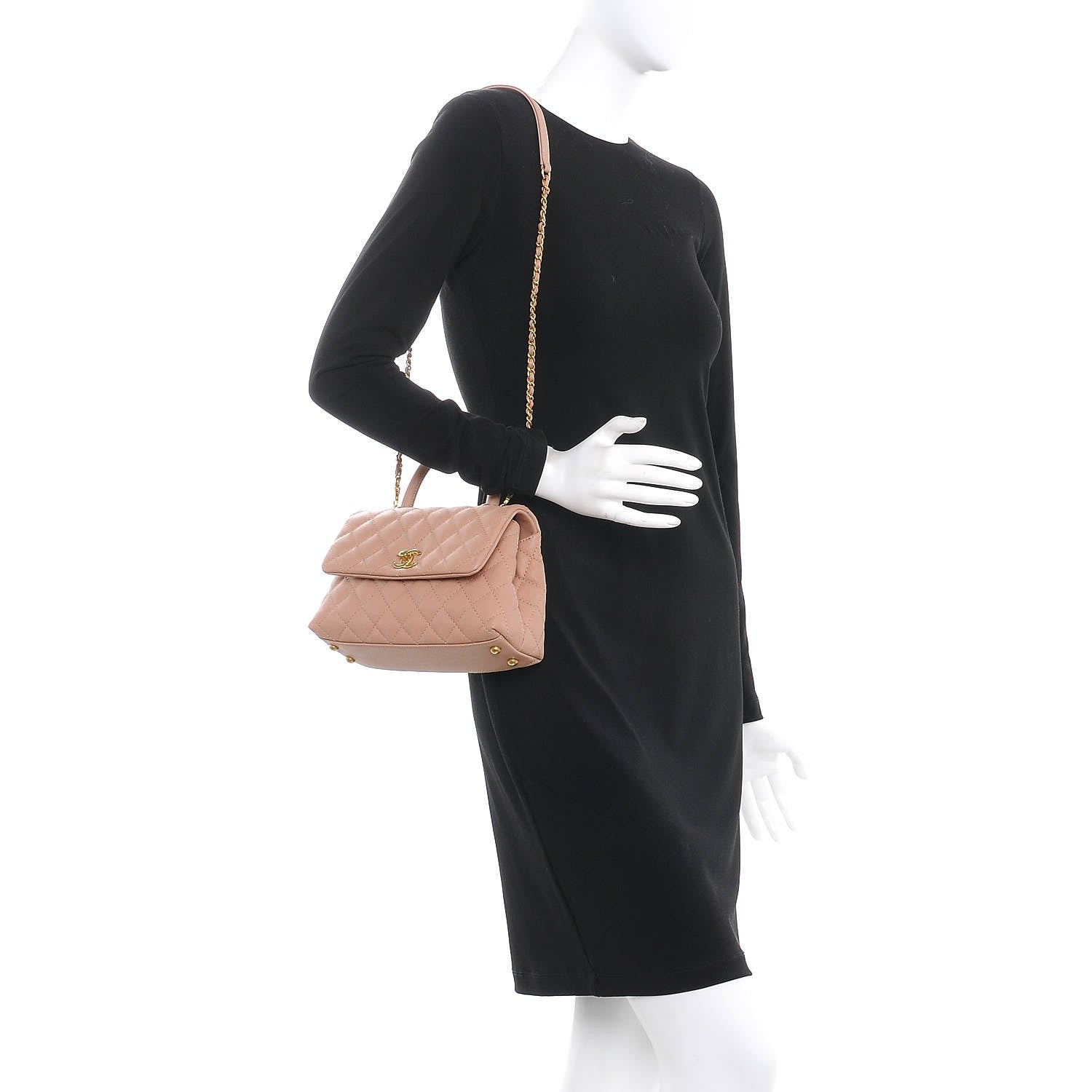 Chanel Caviar Quilted Mini Coco Handle Flap Beige 2 of 8