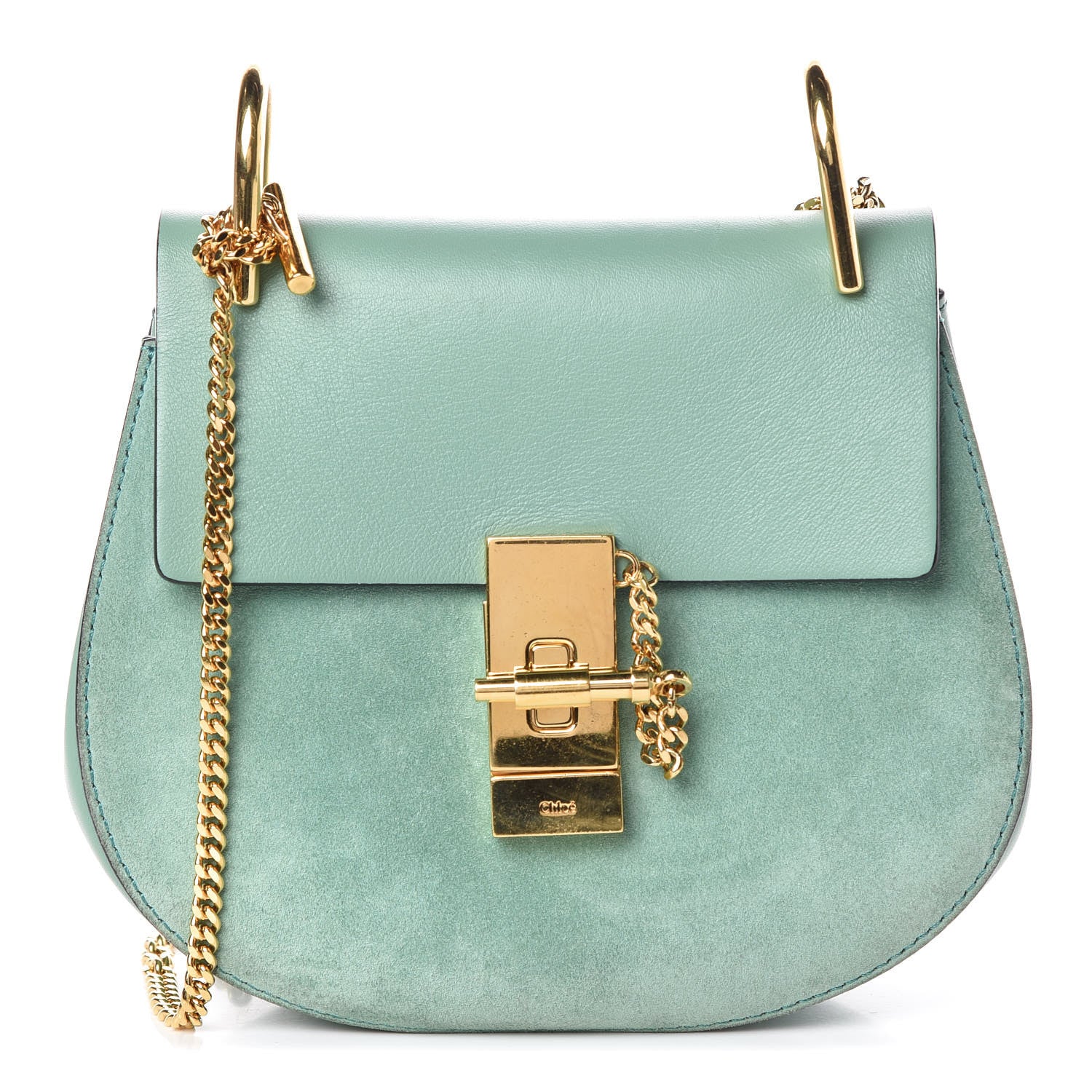 Chloe Suede Smooth Calfskin Mini Drew Shoulder Bag Happy Green 1 of 13