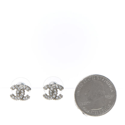 Chanel Crystal Mini Timeless CC Earrings Silver 2 of 5