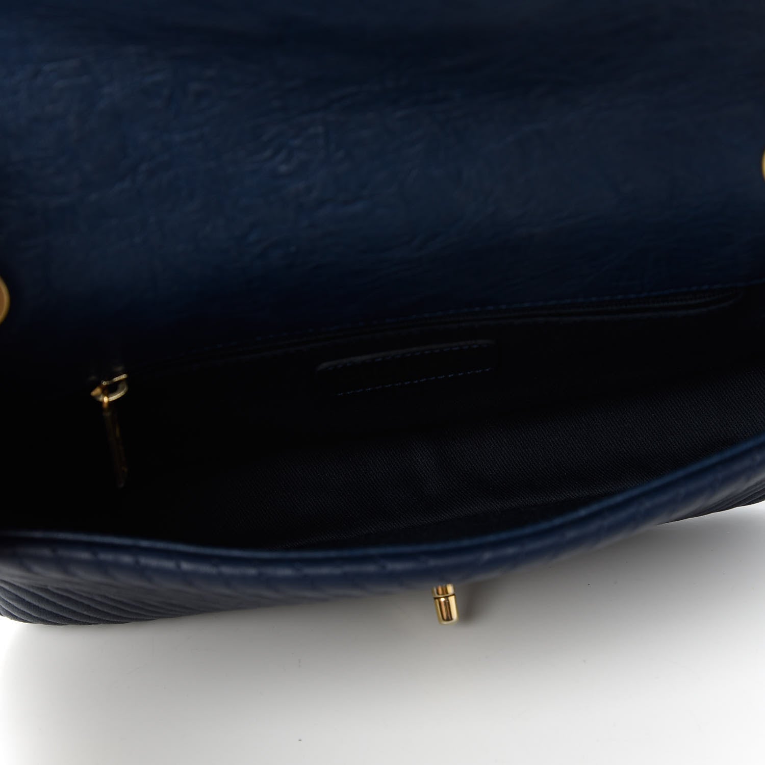 Chanel Calfskin Surpique Chevron Medium Flap Navy 5 of 10