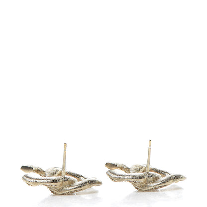 Chanel Crystal Twisted CC Earrings Pink Gold 5 of 5