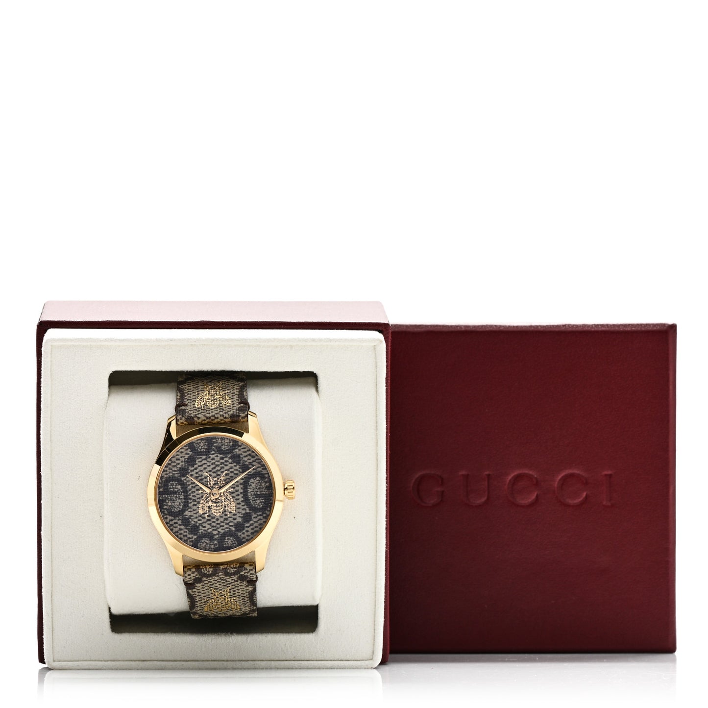 Stainless Steel Canvas 38mm G-Timeless GG Supreme Bee Quartz Watch Brown
