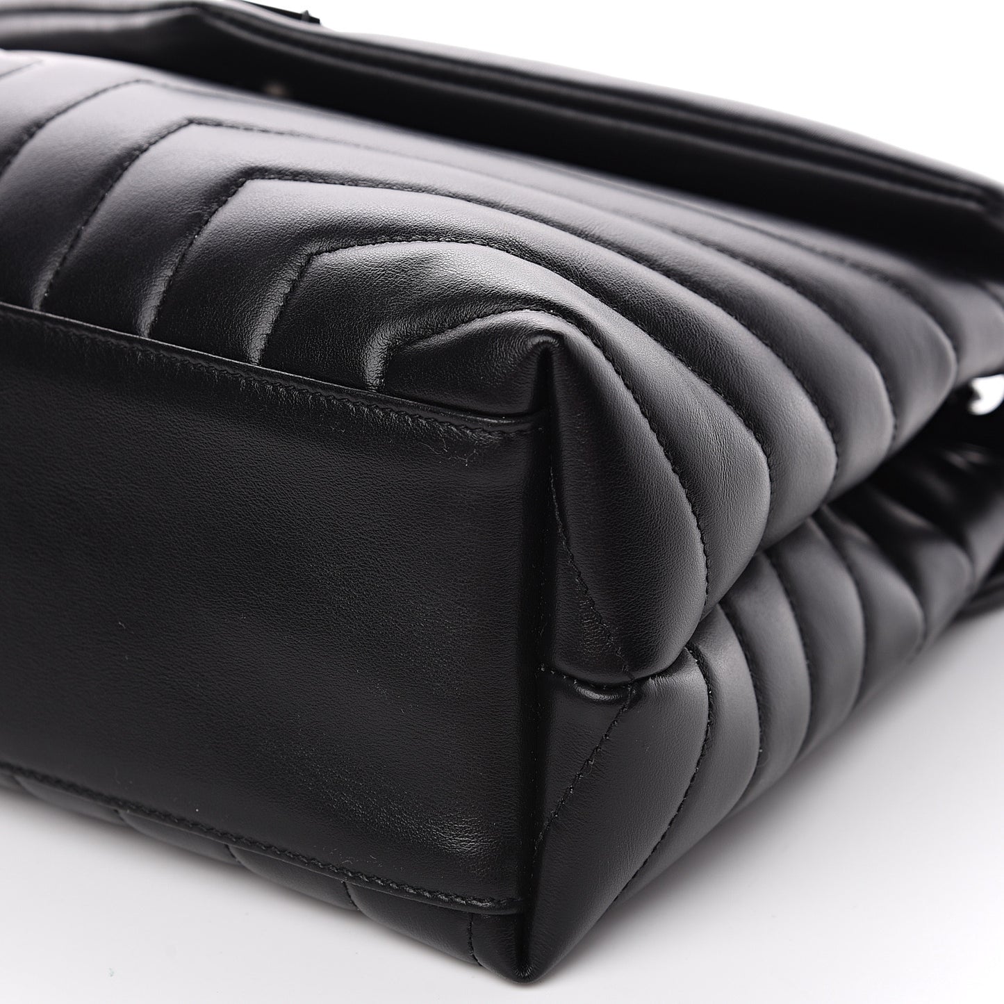 Calfskin Y Quilted Monogram Medium Loulou Chain Satchel Black