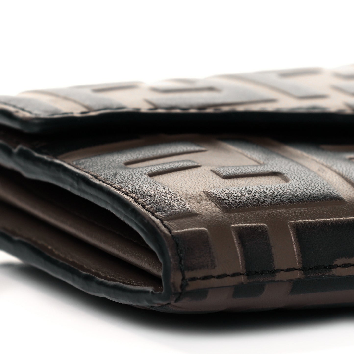 Vitello Soft F is Fendi Bi-Color FF 1974 Embossed Continental Envelope Wallet On Chain Maya Black