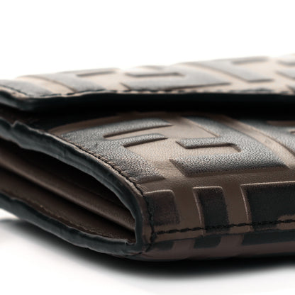 Fendi Vitello Soft F is Fendi Bi-Color FF 1974 Embossed Continental Envelope Wallet On Chain Maya Black 6 of 9