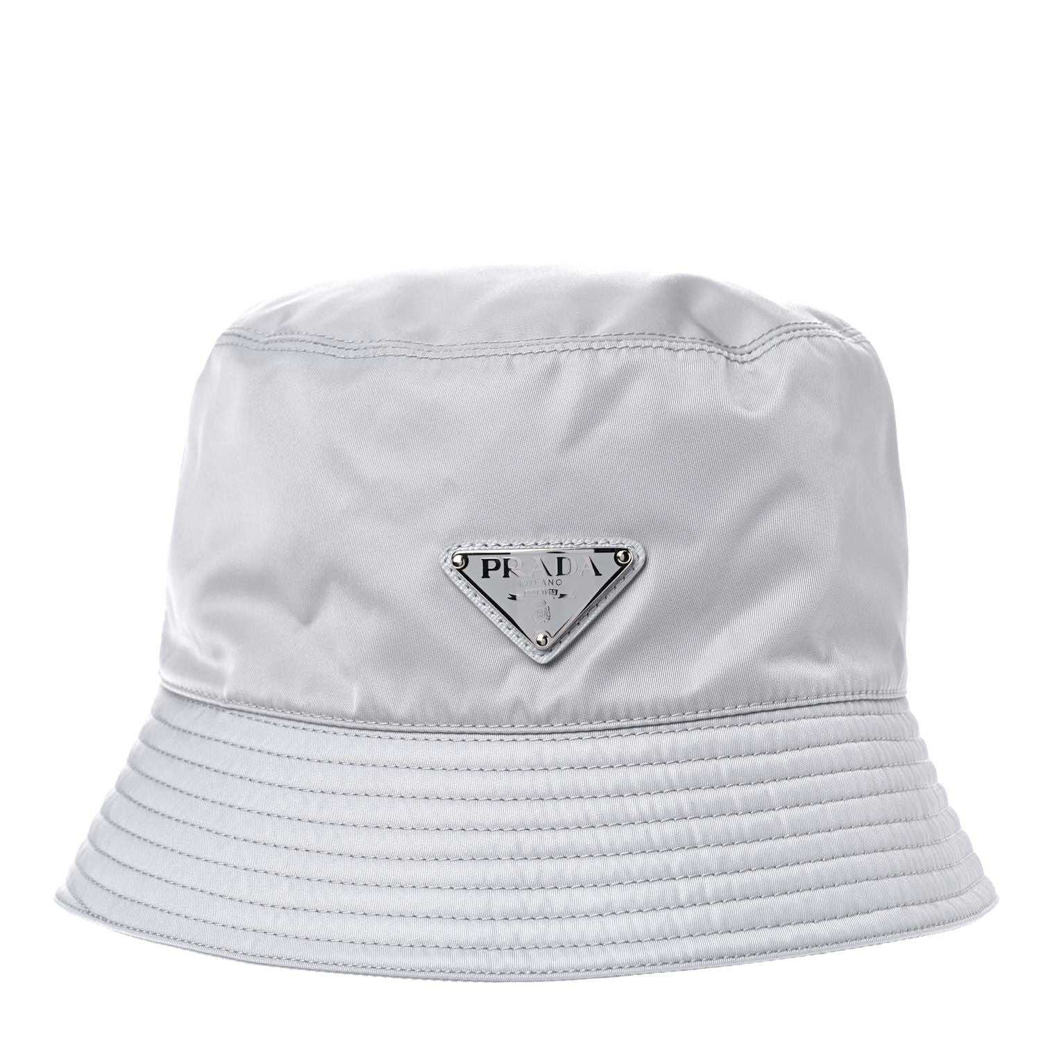 Prada Re-Nylon Metal Triangle Logo Womens Bucket Hat M Fiordaliso 5 of 7