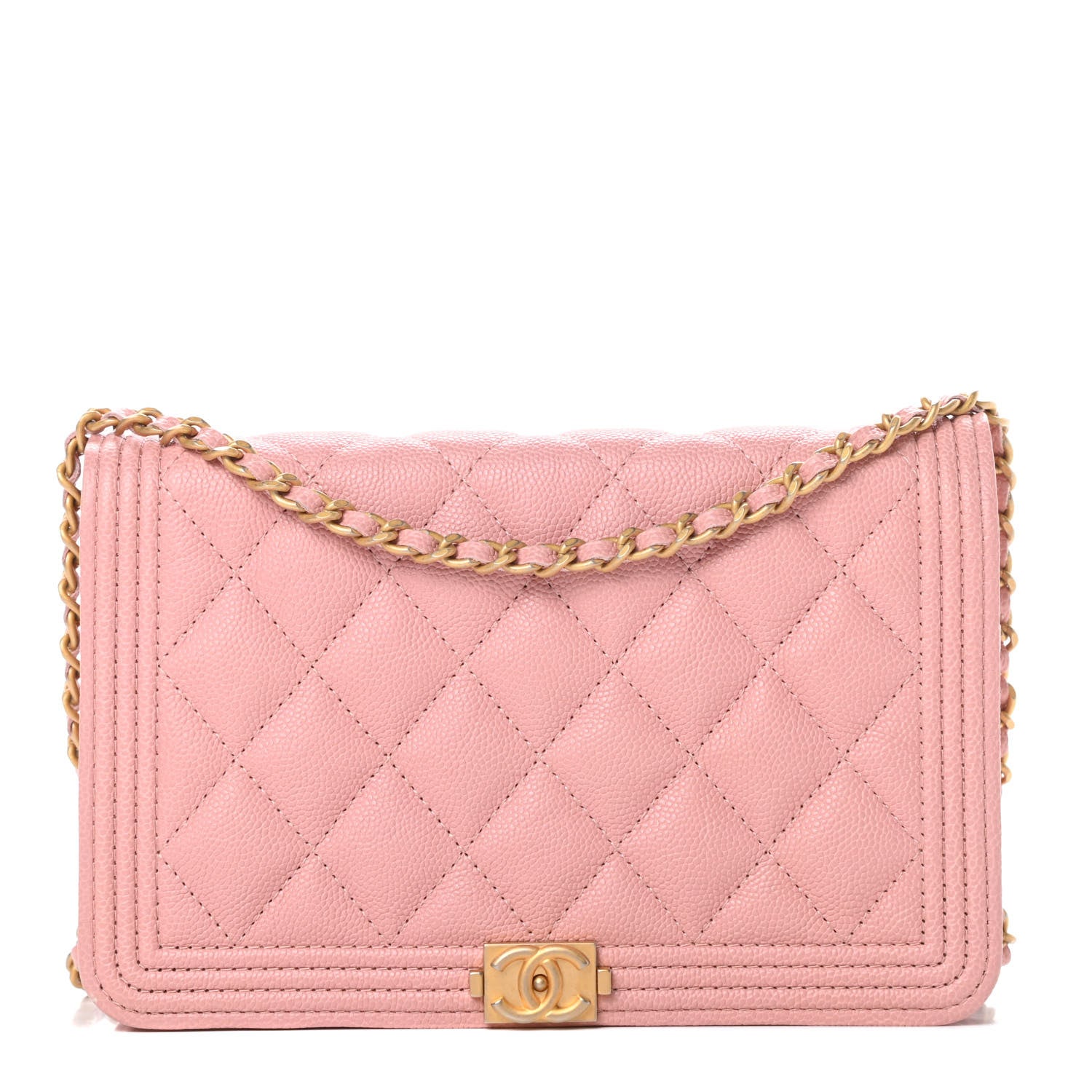 Chanel Caviar Quilted Boy Wallet On Chain WOC Light Pink 1 of 11