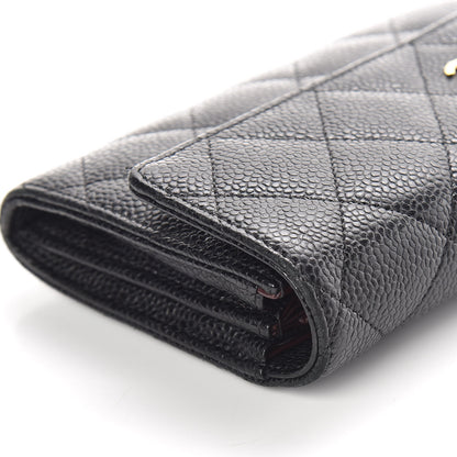 Chanel Caviar Quilted Large Gusset Flap Wallet Black 7 of 12
