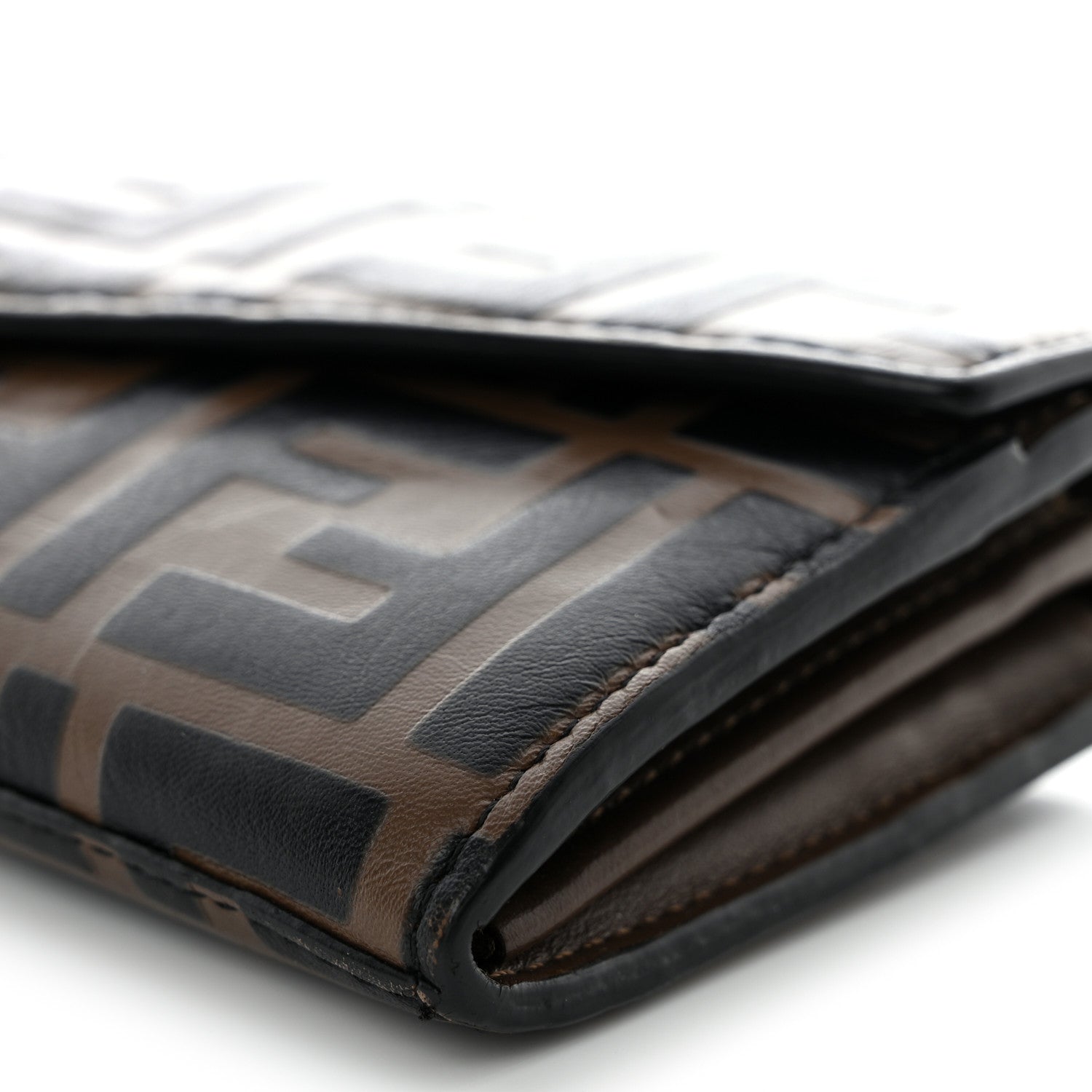 Fendi Vitello Soft F is Fendi Bi-Color FF 1974 Embossed Continental Envelope Wallet On Chain Maya Black 11 of 14