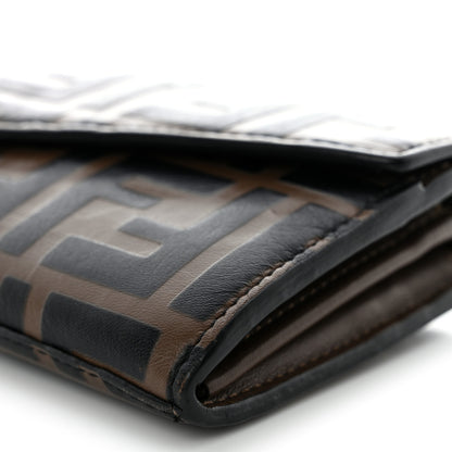 Fendi Vitello Soft F is Fendi Bi-Color FF 1974 Embossed Continental Envelope Wallet On Chain Maya Black 11 of 14