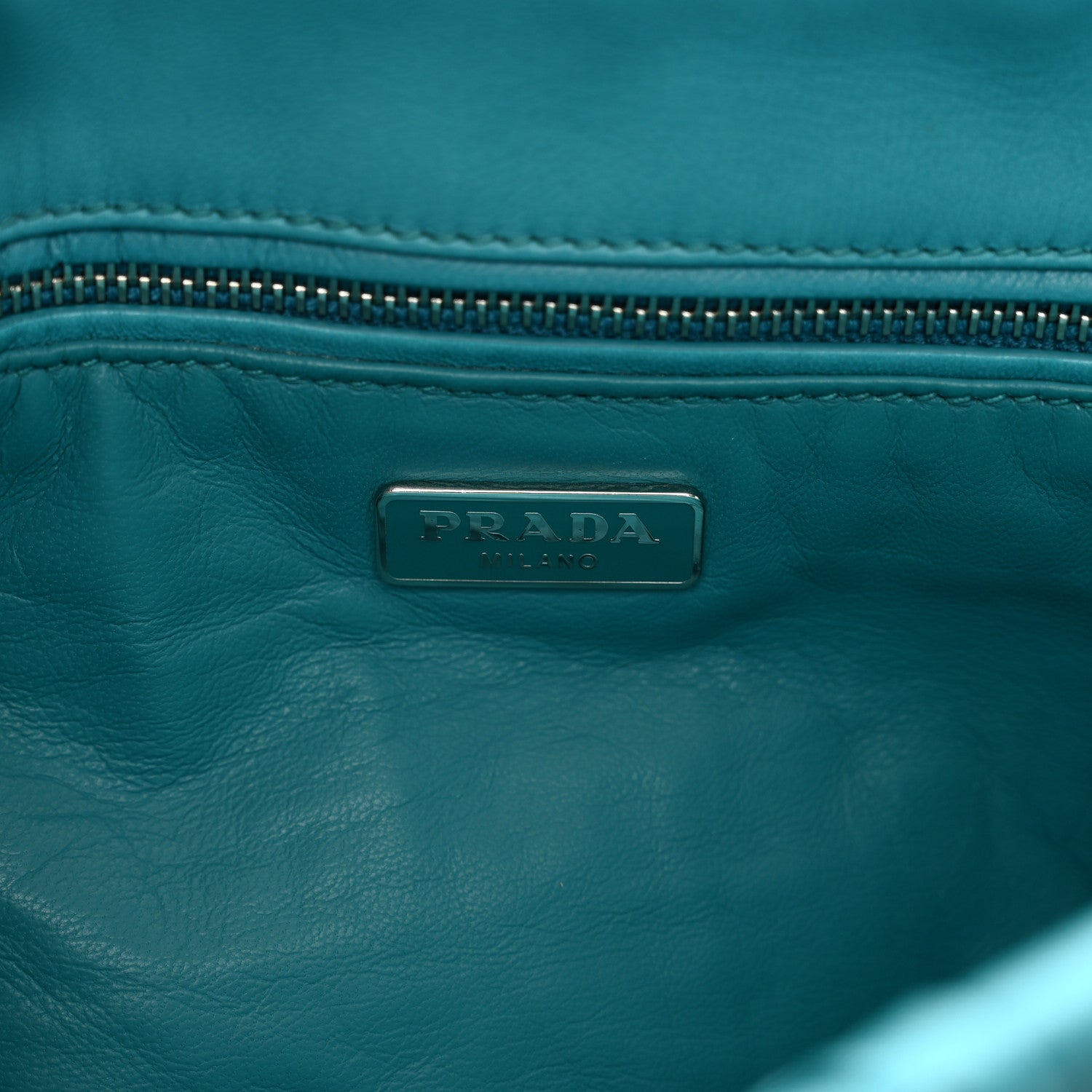 Prada Nappa Gaufre Medium Sound Flap Shoulder Bag Turchese 7 of 9