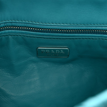 Prada Nappa Gaufre Medium Sound Flap Shoulder Bag Turchese 7 of 9