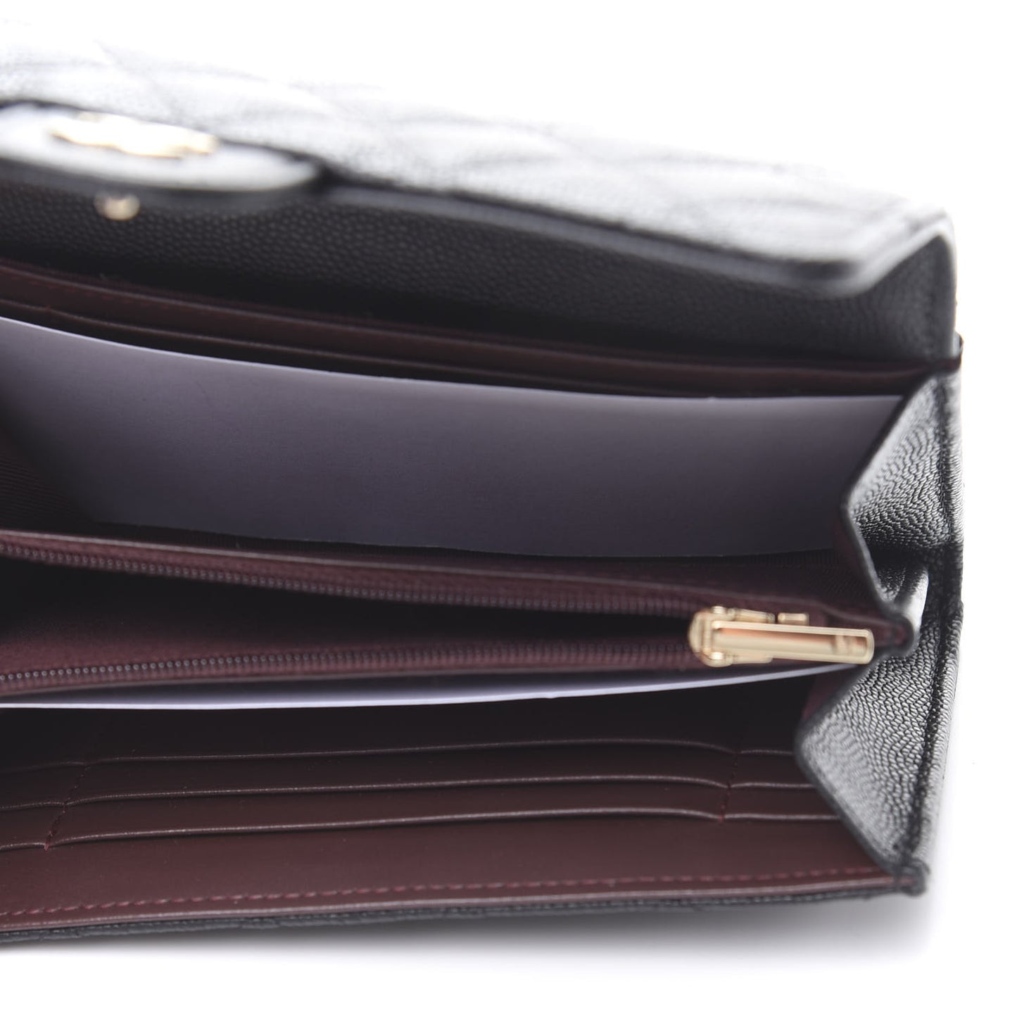 Caviar Quilted Medium Flap Wallet Black