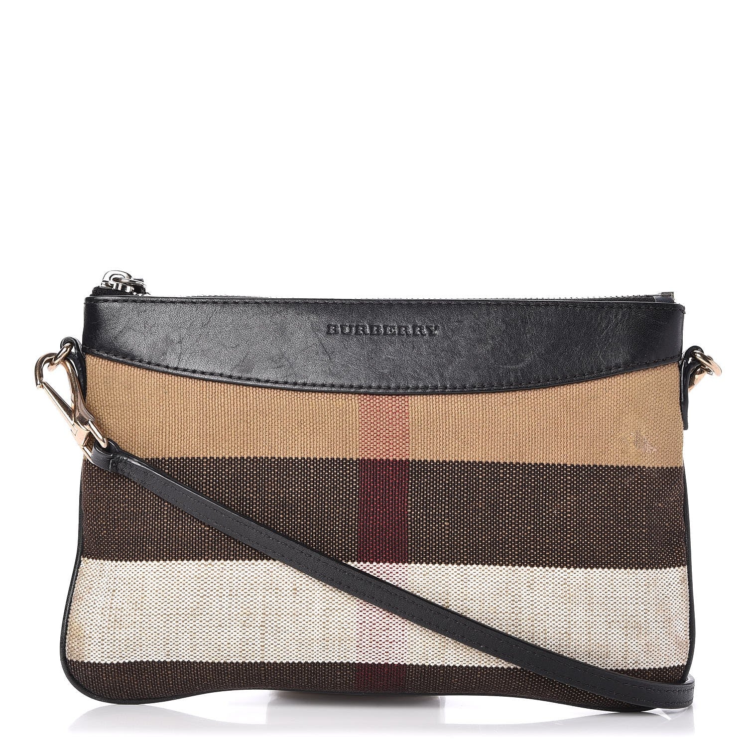 Burberry Mega Check Peyton Crossbody Clutch Bag Black 1 of 11