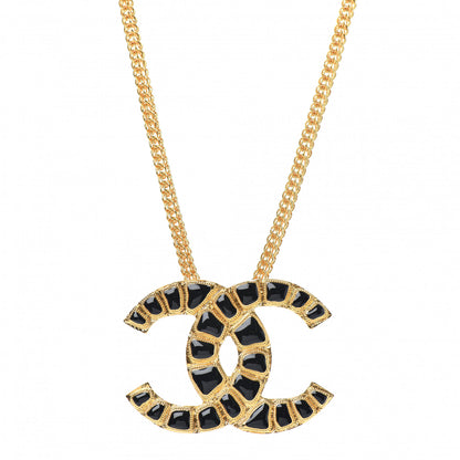 Chanel Resin Along The Nile CC Pendant Necklace Gold Black 1 of 5