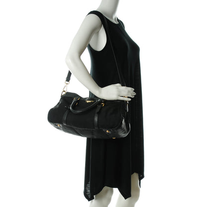 Prada Nylon Vitello Daino Shopping Satchel Black 2 of 7