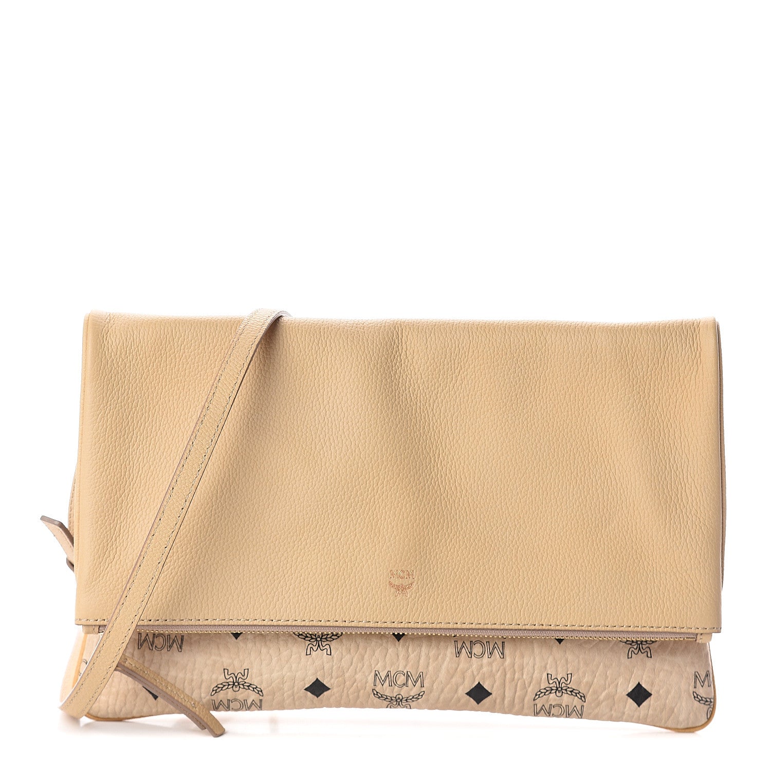 MCM Visetos Corina Foldover Crossbody Bag Latte Beige 1 of 9